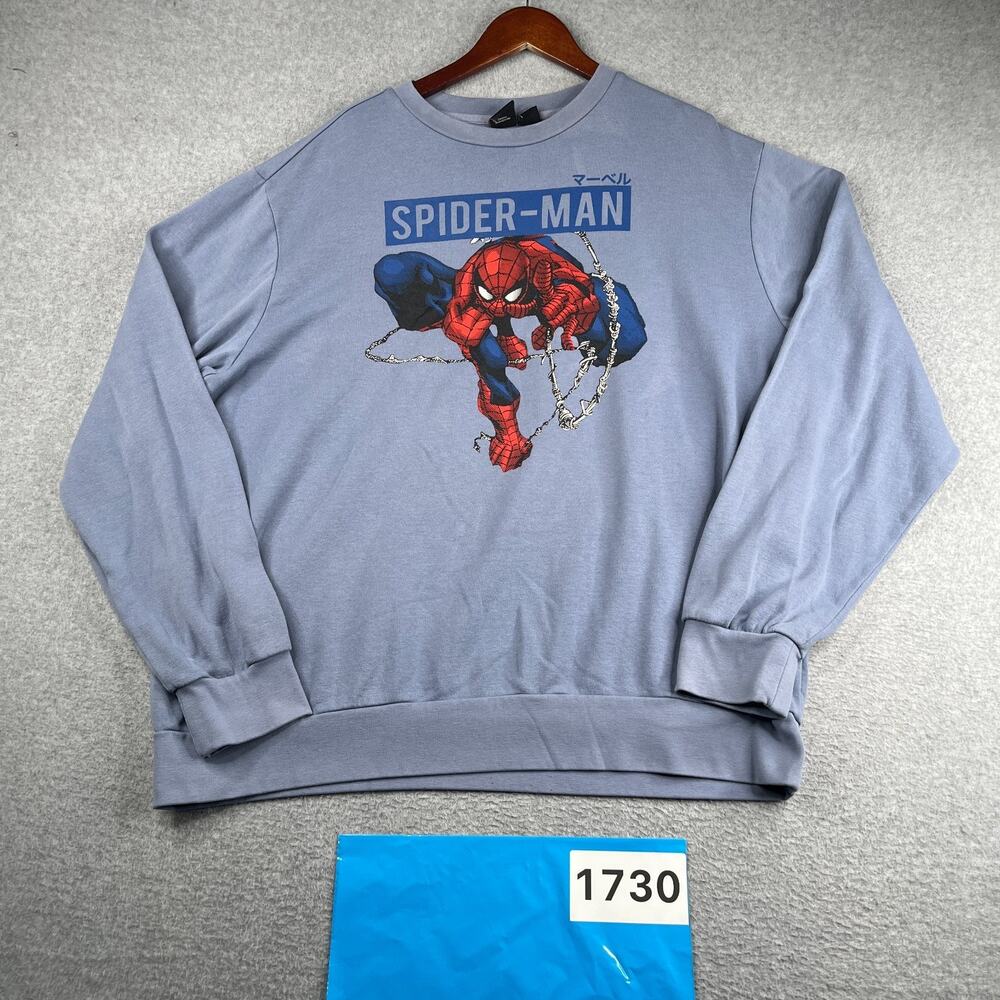 Marvel Spiderman Sweatshirt Mens 2XL Graphic Print Long Sleeve Pullover